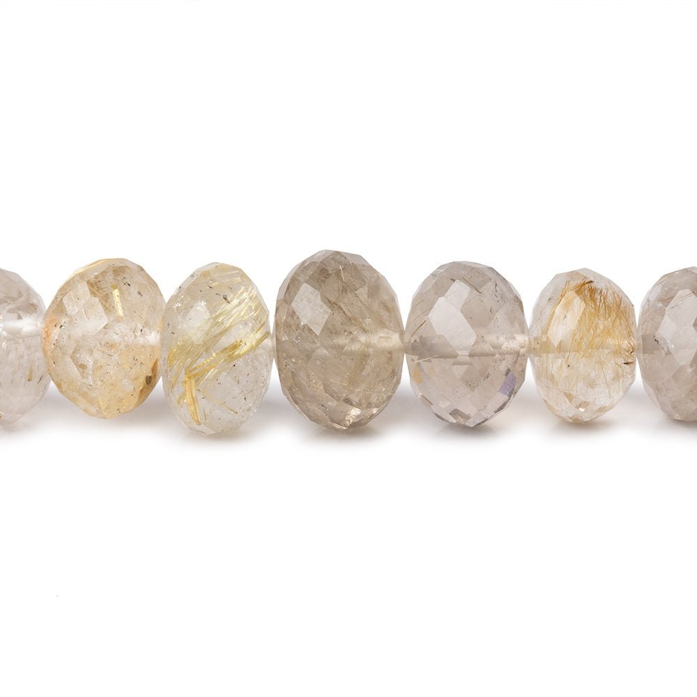 8-11.5mm Rutilated Quartz Faceted Rondelle Beads 16 inch 65 pieces AA (ONLINE ORDER ONLY)