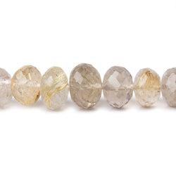 8-11.5mm Rutilated Quartz Faceted Rondelle Beads 16 inch 65 pieces AA (ONLINE ORDER ONLY)