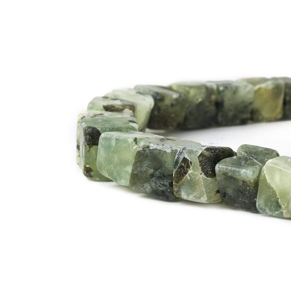 8-11mm Frosted Prehnite Hammer Faceted Cube Beads 8 in 19 pcs (ONLINE ORDER ONLY)