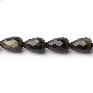 8-11mm Golden Sheen Obsidian Straight Drill Tear Drop 7.25 in 19 Beads (ONLINE ORDER ONLY)