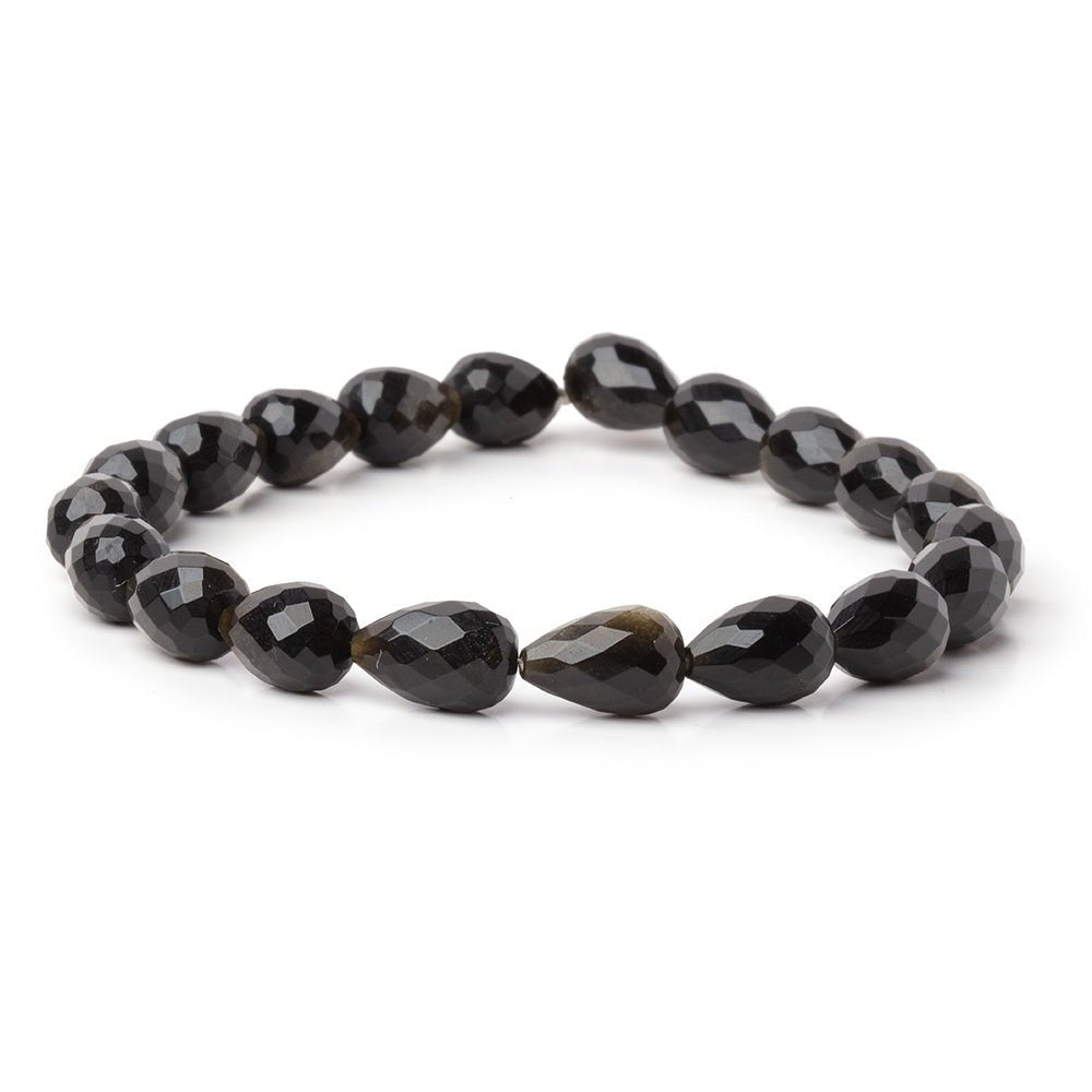8-11mm Golden Sheen Obsidian Straight Drill Tear Drop 7.25 in 19 Beads (ONLINE ORDER ONLY)