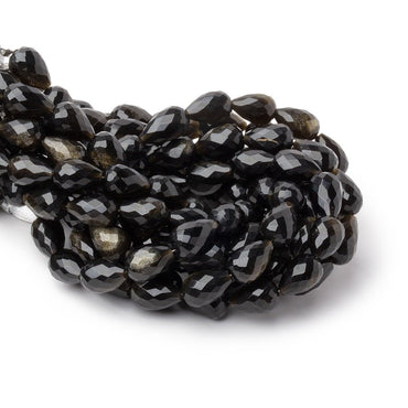 8-11mm Golden Sheen Obsidian Straight Drill Tear Drop 7.25 in 19 Beads (ONLINE ORDER ONLY)