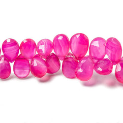8 - 11mm Hot Pink Chalcedony Faceted Pear Beads 7.5 inch 56 pieces (ONLINE ORDER ONLY)