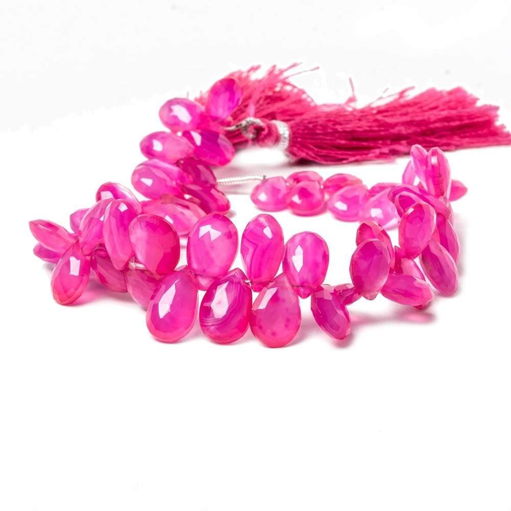 8 - 11mm Hot Pink Chalcedony Faceted Pear Beads 7.5 inch 56 pieces (ONLINE ORDER ONLY)