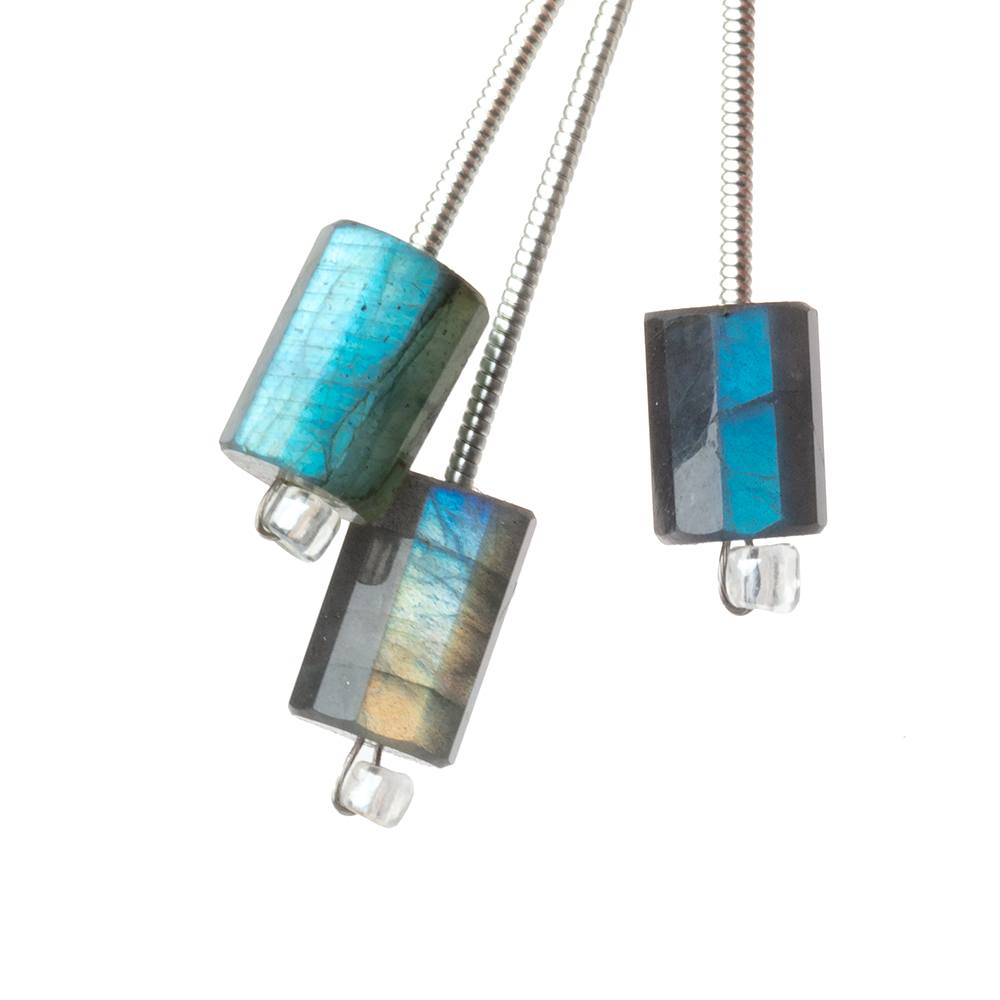 8-11mm Labradorite Faceted Barrel Tube Bead Set of 3 Focals (ONLINE ORDER ONLY)