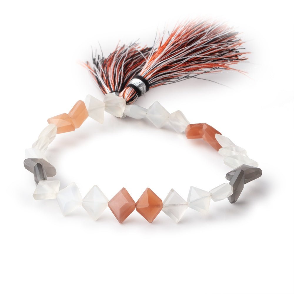 8-11mm  Moonstone Side Drilled Faceted Kite Beads 8 inch 26 pcs (ONLINE ORDER ONLY)