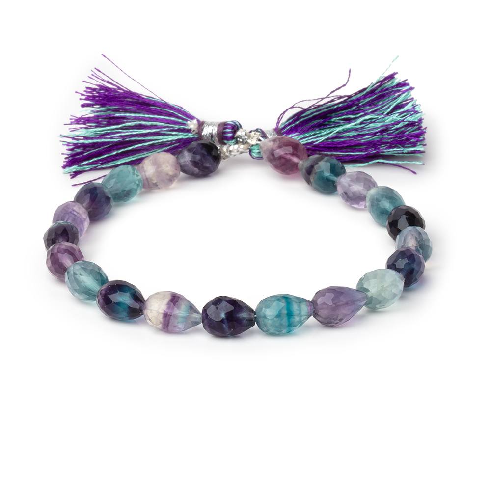 8-11mm Multi Color Fluorite Straight Drill Tear Drop 7.25 inch 19 Beads (ONLINE ORDER ONLY)