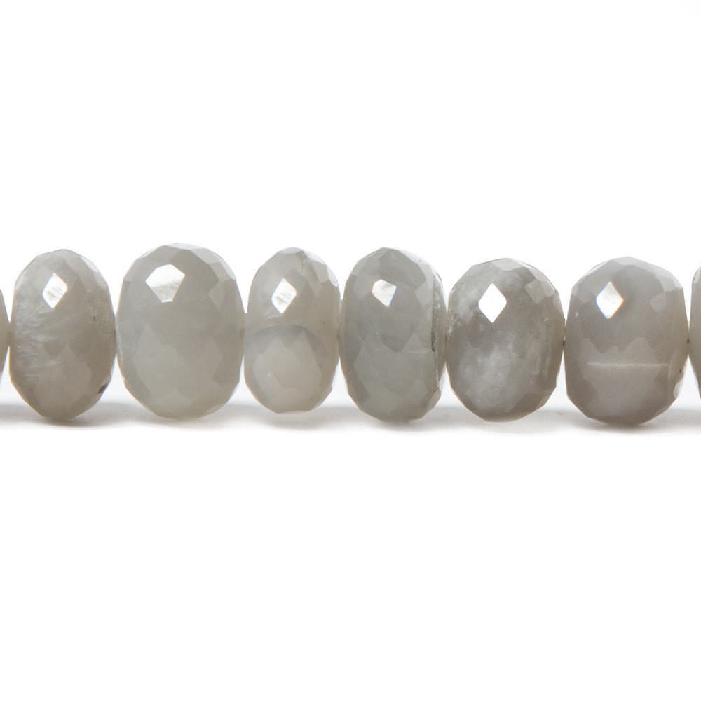 8-11mm Platinum Grey Moonstone faceted rondelles 15 inch 70 beads (ONLINE ORDER ONLY)