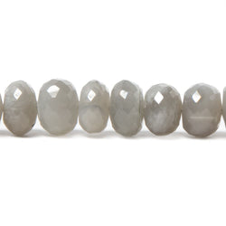 8-11mm Platinum Grey Moonstone faceted rondelles 15 inch 70 beads (ONLINE ORDER ONLY)