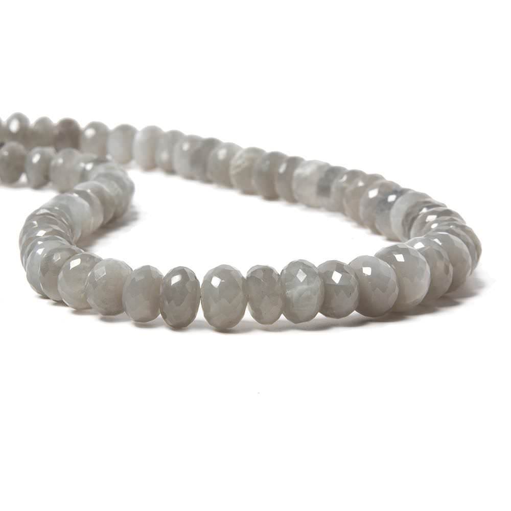 8-11mm Platinum Grey Moonstone faceted rondelles 15 inch 70 beads (ONLINE ORDER ONLY)