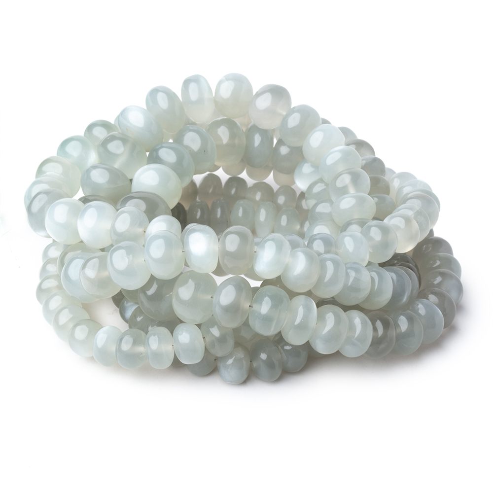 8-11mm Sage Moonstone plain rondelles 16 inch 58 beads A (ONLINE ORDER ONLY)