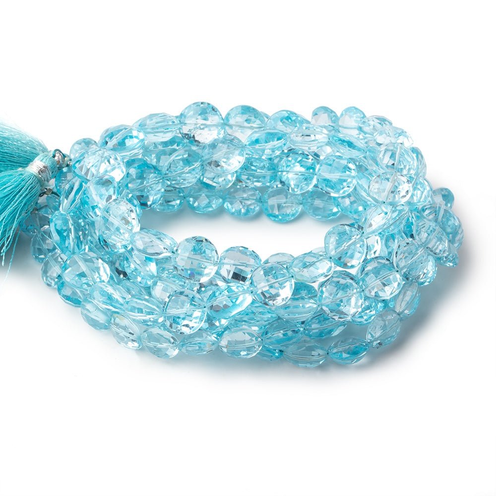 8-11mm Sky Blue Topaz Faceted Coin Beads 16 inch 45 pieces AAA (ONLINE ORDER ONLY)