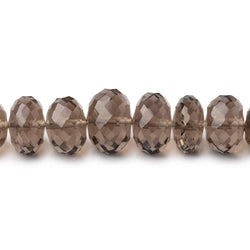 8-11mm Smoky Quartz Faceted Rondelle Beads 16 inch 68 pieces (ONLINE ORDER ONLY)