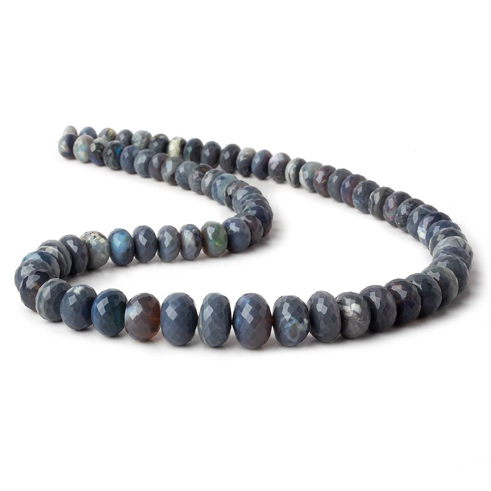 8-12.5mm Blue Grey Australian Opal faceted rondelle beads 18 inch 73 pieces (ONLINE ORDER ONLY)