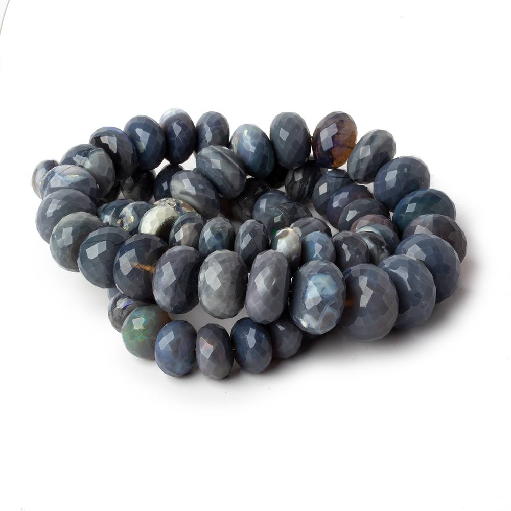 8-12.5mm Blue Grey Australian Opal faceted rondelle beads 18 inch 73 pieces (ONLINE ORDER ONLY)