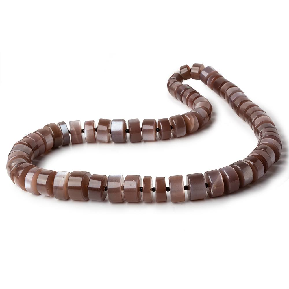 8-12.5mm Chocolate Brown Moonstone plain heshi beads 14 inch 50 pieces (ONLINE ORDER ONLY)
