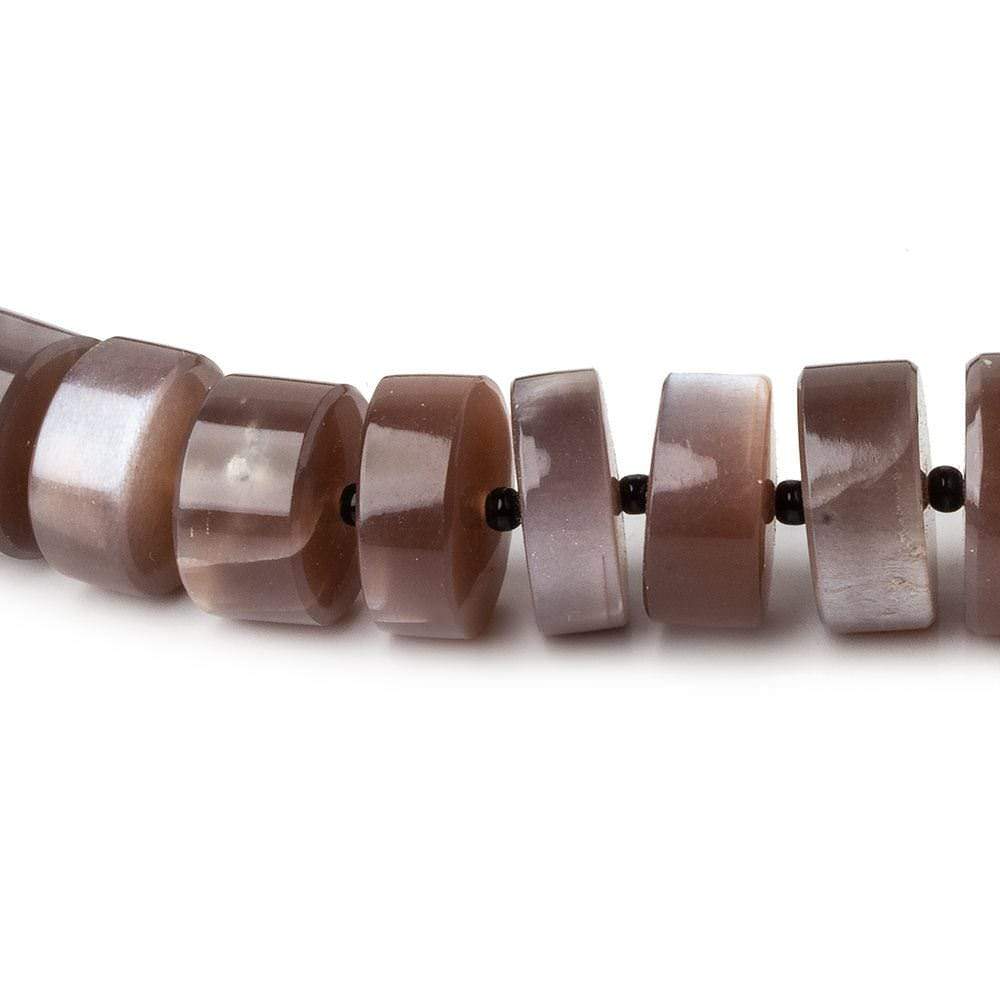 8-12.5mm Chocolate Brown Moonstone plain heshi beads 14 inch 50 pieces (ONLINE ORDER ONLY)