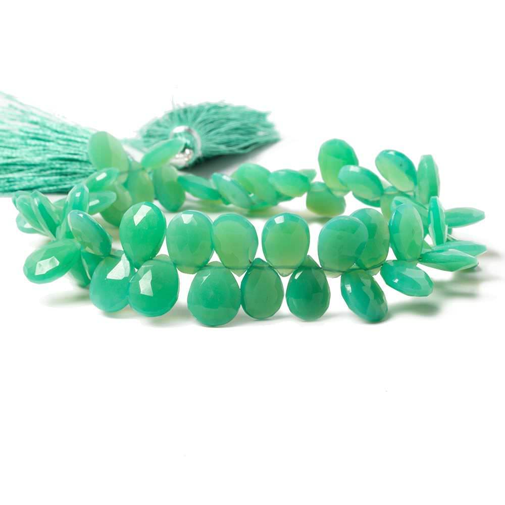 8-12mm Green Chalcedony Faceted Pear Beads 8 inch 55 pieces (ONLINE ORDER ONLY)