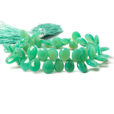 8-12mm Green Chalcedony Faceted Pear Beads 8 inch 55 pieces (ONLINE ORDER ONLY)