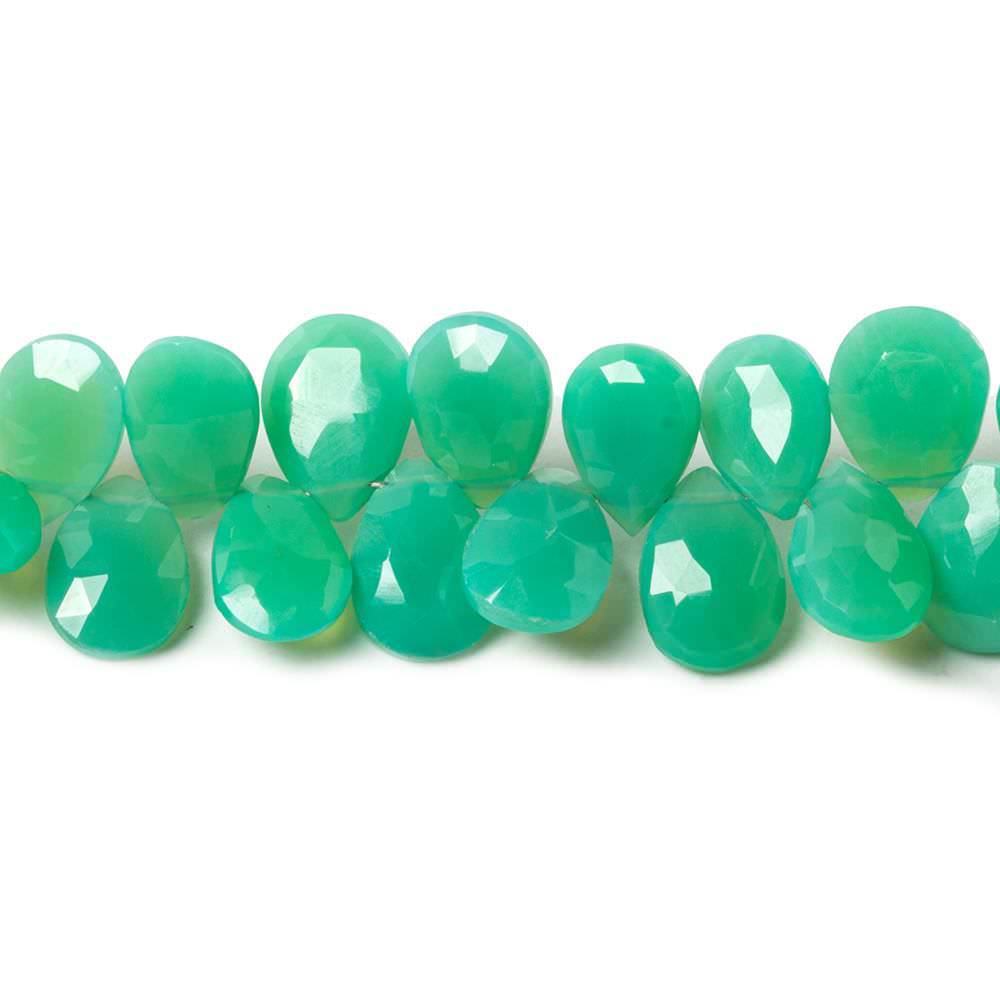 8-12mm Green Chalcedony Faceted Pear Beads 8 inch 55 pieces (ONLINE ORDER ONLY)