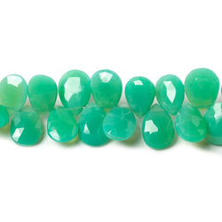 8-12mm Green Chalcedony Faceted Pear Beads 8 inch 55 pieces (ONLINE ORDER ONLY)