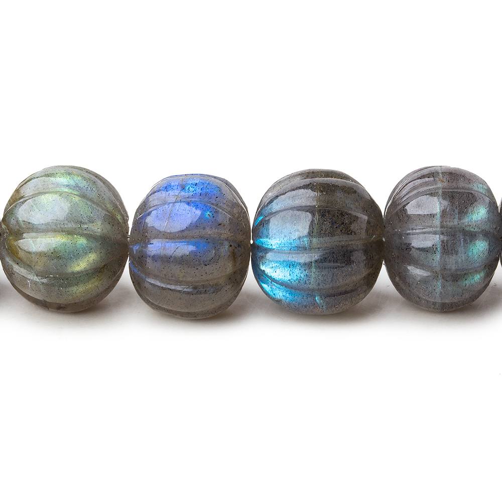 9-12mm Labradorite hand carved Melon rondelles 15 inch 50 beads AAA (ONLINE ORDER ONLY)