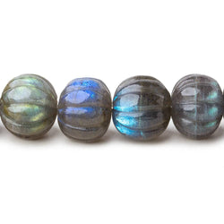 9-12mm Labradorite hand carved Melon rondelles 15 inch 50 beads AAA (ONLINE ORDER ONLY)