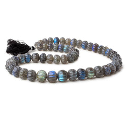 9-12mm Labradorite hand carved Melon rondelles 15 inch 50 beads AAA (ONLINE ORDER ONLY)