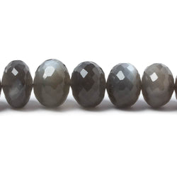 8-12mm Platinum Grey Moonstone faceted rondelles 15 inch 56 Beads (ONLINE ORDER ONLY)