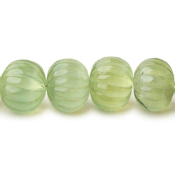 8-12mm Prehnite hand carved Melon rondelles 16 inch 49 beads (ONLINE ORDER ONLY)