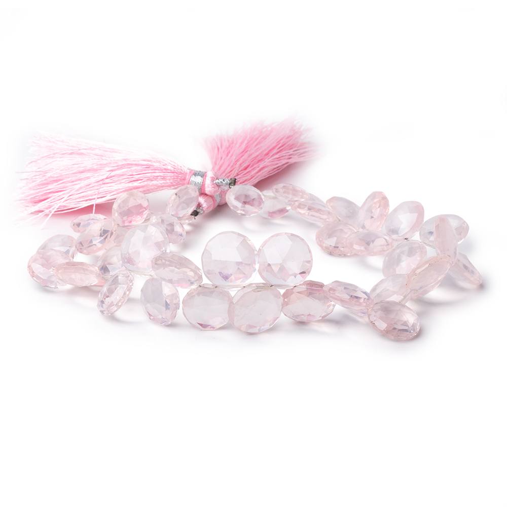 8-12mm Rose Quartz Top Drilled Faceted Coins 8 inch 42 Beads (ONLINE ORDER ONLY)