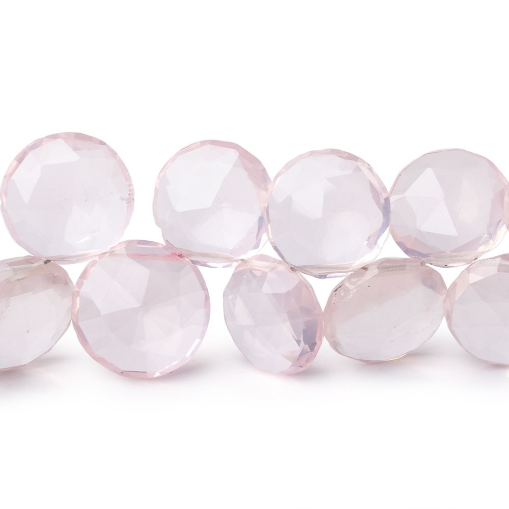 8-12mm Rose Quartz Top Drilled Faceted Coins 8 inch 42 Beads (ONLINE ORDER ONLY)