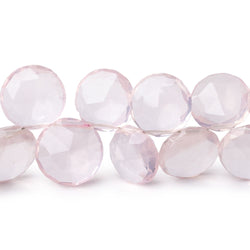 8-12mm Rose Quartz Top Drilled Faceted Coins 8 inch 42 Beads (ONLINE ORDER ONLY)