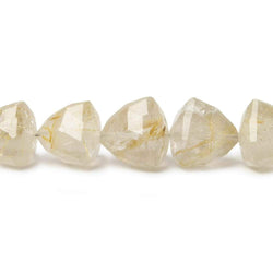 8-12mm Rutilated Quartz Faceted Trillion 8 inch 21 pieces (ONLINE ORDER ONLY)