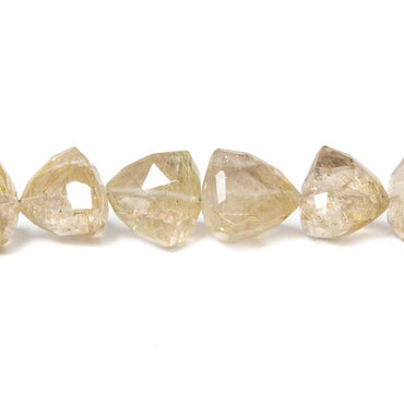 8-12mm Rutilated Quartz Faceted Trillion 8 inch 21 pieces (ONLINE ORDER ONLY)