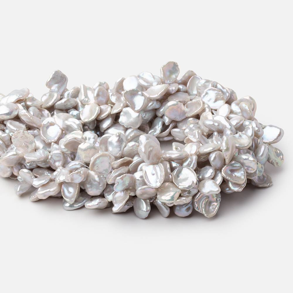 8-12mm Silver Top Drill Keshi Freshwater Pearls 16 inch 56 Beads (ONLINE ORDER ONLY)