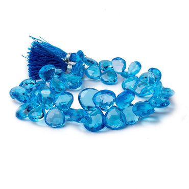 8-13.5mm Swiss Blue Topaz Faceted Heart Beads 8.5 inch 48 pieces AAA (ONLINE ORDER ONLY)