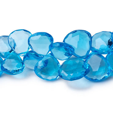 8-13.5mm Swiss Blue Topaz Faceted Heart Beads 8.5 inch 48 pieces AAA (ONLINE ORDER ONLY)