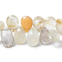 8-13mm Golden Rutilated Quartz faceted pear Beads 8 inch 41 pieces (ONLINE ORDER ONLY)