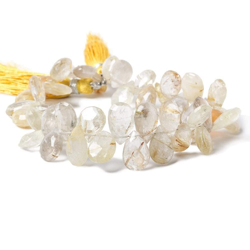 8-13mm Golden Rutilated Quartz faceted pear Beads 8 inch 41 pieces (ONLINE ORDER ONLY)