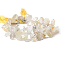 8-13mm Golden Rutilated Quartz faceted pear Beads 8 inch 41 pieces (ONLINE ORDER ONLY)