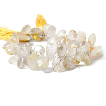 8-13mm Golden Rutilated Quartz faceted pear Beads 8 inch 41 pieces (ONLINE ORDER ONLY)