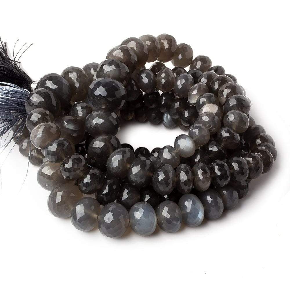 8-13mm Platinum Grey Moonstone faceted rondelles 15 inch 58 beads AA (ONLINE ORDER ONLY)