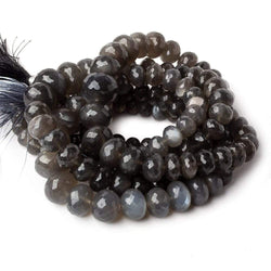 8-13mm Platinum Grey Moonstone faceted rondelles 15 inch 58 beads AA (ONLINE ORDER ONLY)