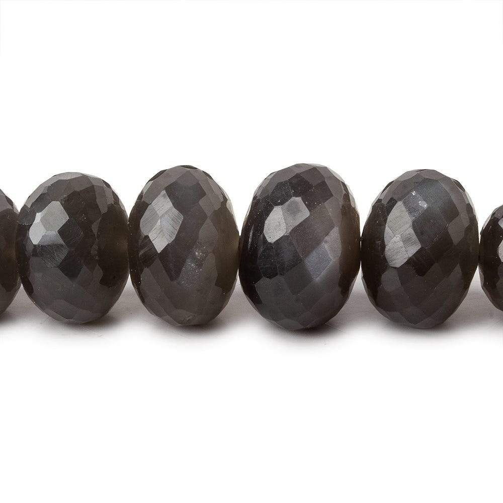 8-13mm Platinum Grey Moonstone faceted rondelles 15 inch 58 beads AA (ONLINE ORDER ONLY)