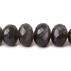 8-13mm Platinum Grey Moonstone faceted rondelles 15 inch 58 beads AA (ONLINE ORDER ONLY)