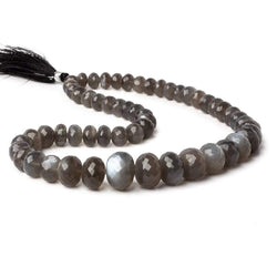 8-13mm Platinum Grey Moonstone faceted rondelles 15 inch 58 beads AA (ONLINE ORDER ONLY)