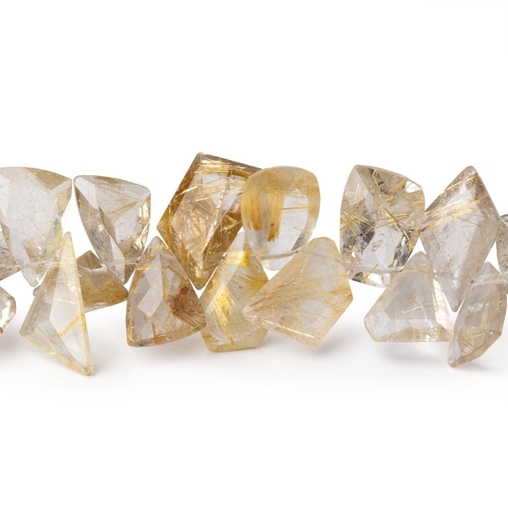8-13mm Rutilated Quartz Pavilion Faceted Fancy beads 8 inch 56 pieces AA (ONLINE ORDER ONLY)