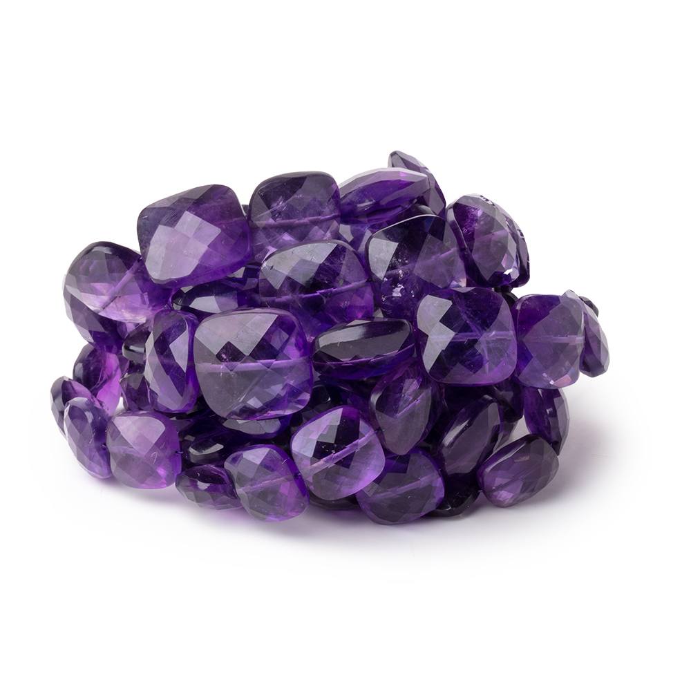 8-14mm Amethyst Faceted Cushion Beads 16 inch 35 pieces (ONLINE ORDER ONLY)