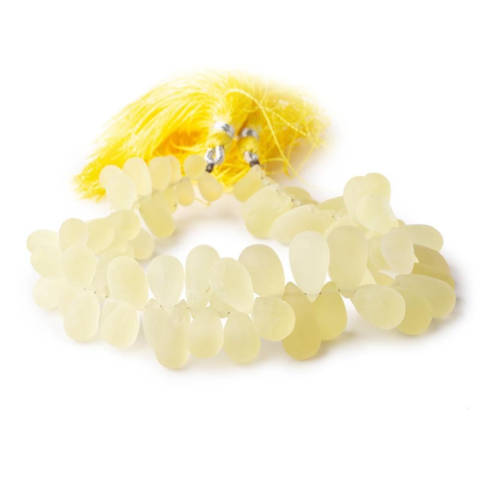 8-14mm Frosted Lemon Quartz Plain Tear Drop Beads 8 inch 74 pieces (ONLINE ORDER ONLY)